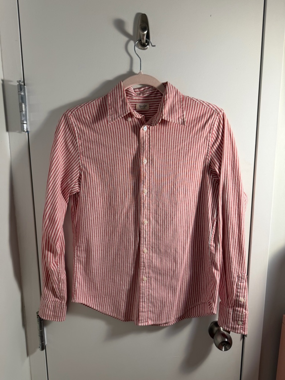 Brandy Melville Red and White Striped Button-Down Shirt